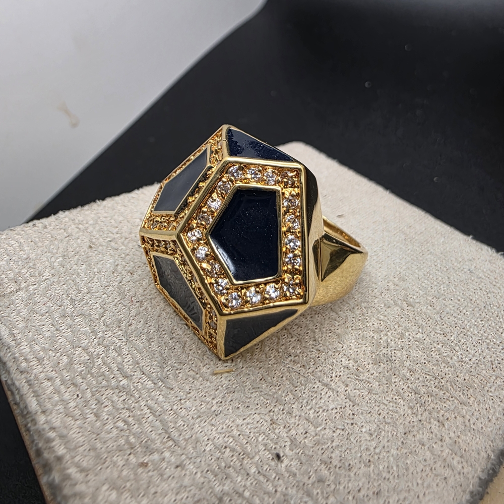 Gold and Black Geometric Statement Ring (2070) - Picture 3 of 6